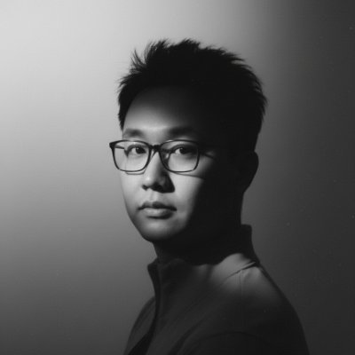 Black-and-white portrait of James Liao